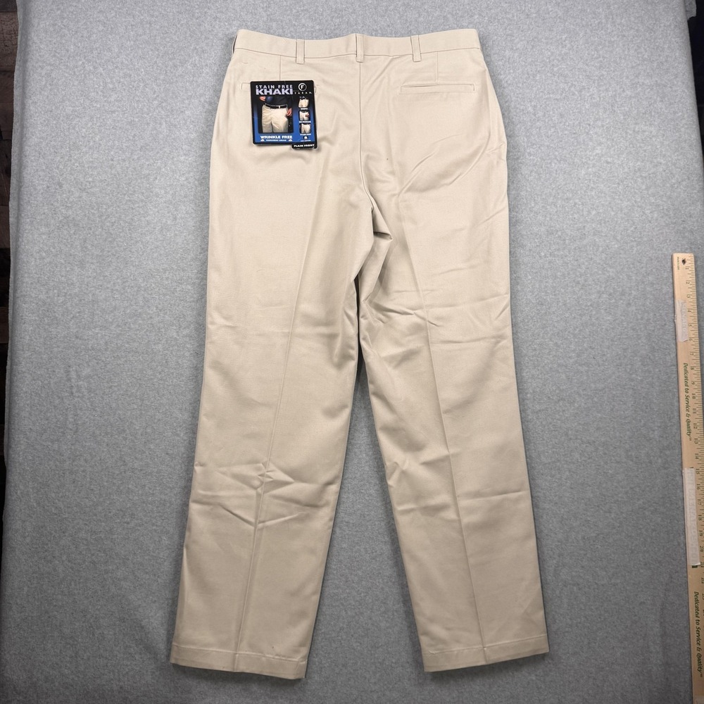 Farah Pants Mens 36x32 Beige Stain Free Khaki Wrinkle Free Flat Front Cotton NEW